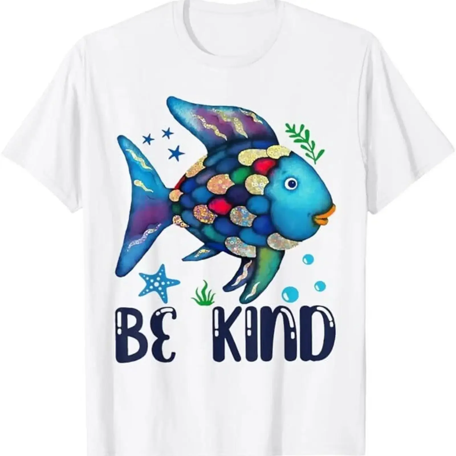 Be Kind Rainbow Fish Teacher Life Back to School Lesson T Shirt vintage Washed Stylish Top For Everyday Wear Slightly