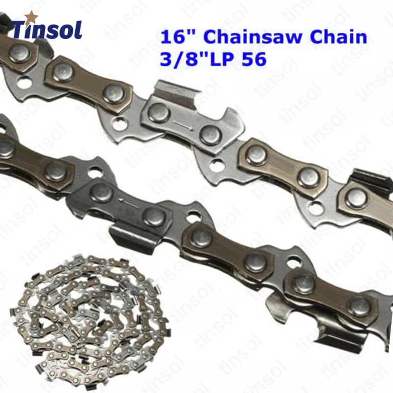 

Цепь для бензопилы TINSOL 16 дюймов, 56 звеньев, шаг 3/8 дюйма, толщина .050, для распиловки древесины, запасные части для лесопильных станков и инструментов для бензопил