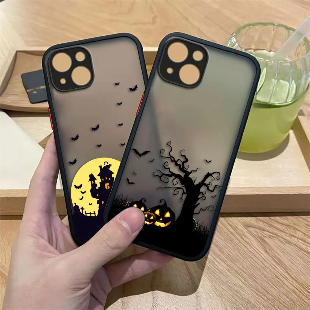 

Halloween Witch Bat Castle Matte Phone Case For VIVO S1 T1 V15 V17 V19 V20 V21 V21E V23 V25 V29 S15 V23E S12 V50 LITE GT Case