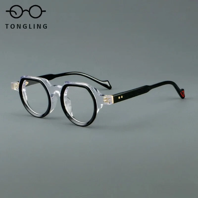 

2025 Women Unique Fashionable Square Frame High-End Acetate Retro Trend Handcrafted Luxurious Design Personalized Eyeglass Frame