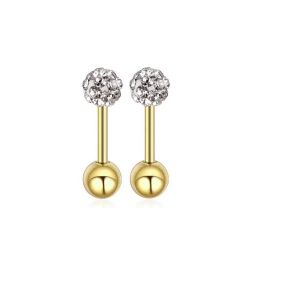 1Pair Medical Titanium Steel Stud Earring Zircon Ball Screws Small Earrings Male Ear Bone Nail Lip Piercing Body Jewelry