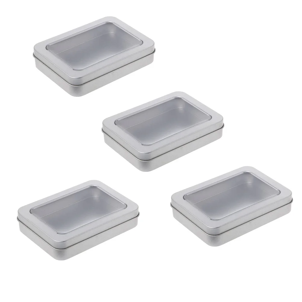 4Pcs USB Flash Drive Storage Tinplate Boxes Durable Rectangular Storage Organizer for Keys Jewelry Pills Cigarettes