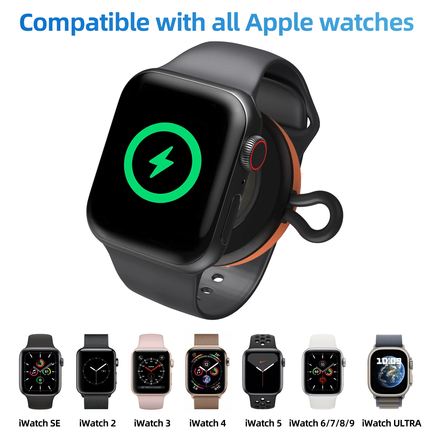 애플 워치 시리즈용 무선 충전기, 휴대용 C 타입 충전 도크 스테이션, iWatch SE 6 5 4 3 2 울트라 워치 충전기, 9 8 7