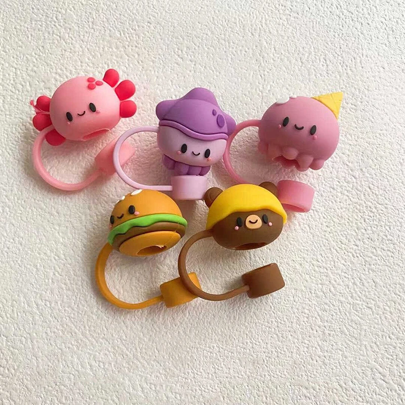 1PC Cute Cartoon Silicone Straw Cover For Stanley 10mm Thermal Coffee Cup Dust Cap Plug 40oz Large Caliber Water Cup Accessories