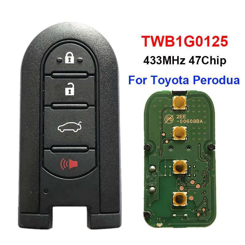 CN007128 Original 3+1 Button Smart Remote Key For Toyota Perodua With 434MHz FSK Frequency HIATG 3 47Chip FCCID: TWB1G0125