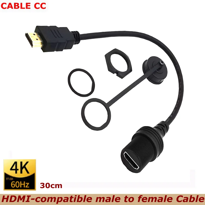 High-Definition HDMI-compatible 2.0 60ZH 4K Male to Female Dashboard Waterproof Car Motorcycle Ship Embedded Extension Cable