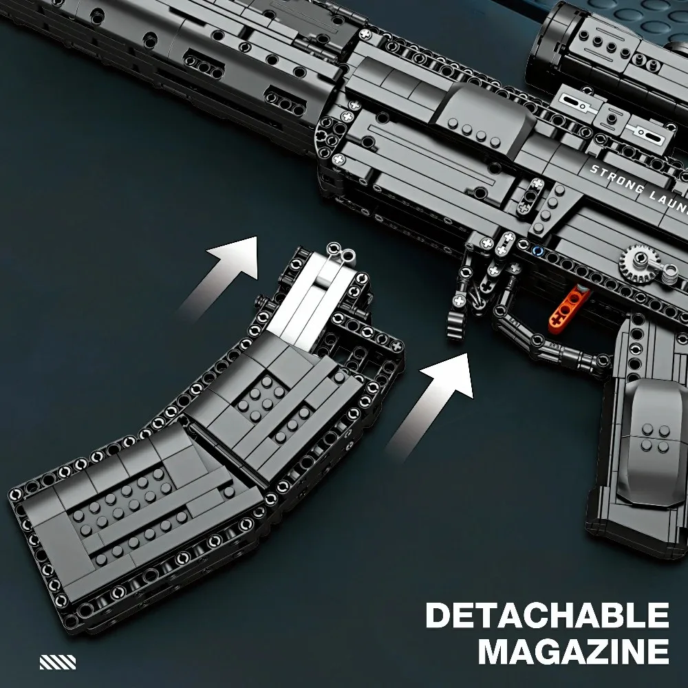 QBU-191 Rifle de bloques de construcción armas militares modelo de pistola de simulación ladrillos juguetes educativos para niños regalos de vacaciones (1593 piezas)
