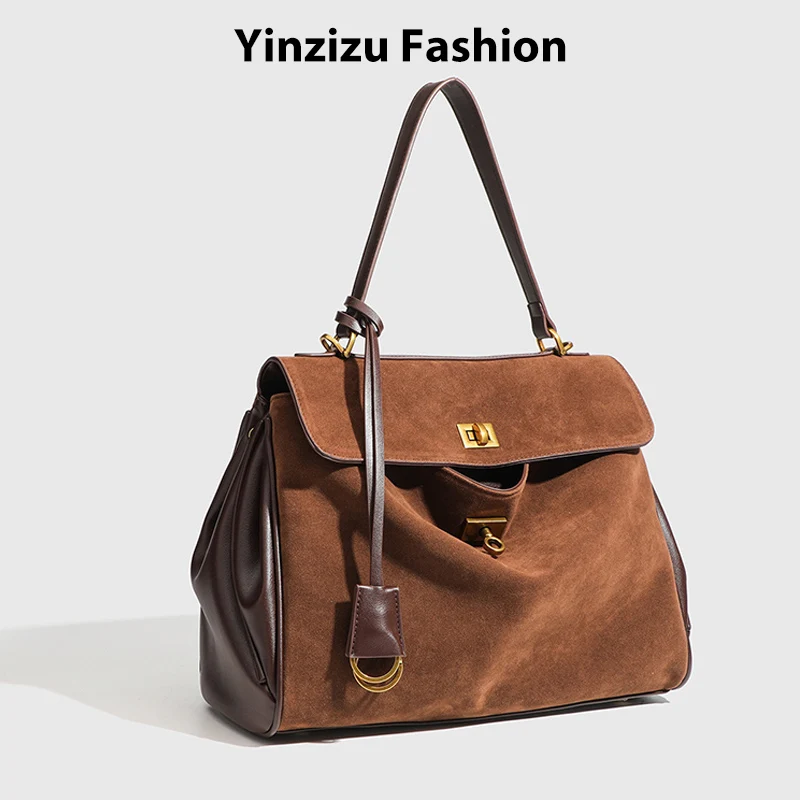 

Women Chic Fashion Suede Leather Tote Bag Frosted High-grade Large Capacity Shoulder Bags Luxury Designer Handbag