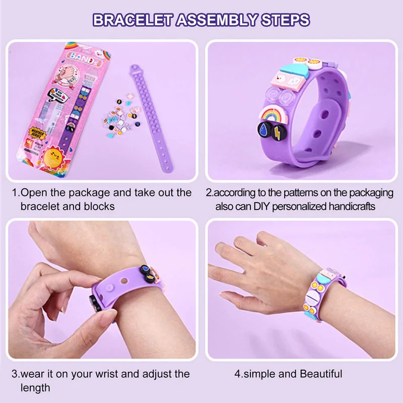 6Pcs/set DIY Building Blocks Bracelet Toy Fun Silicone Wristband Bracelet Making Kit For Kids Birthday Holiday Gift Fine Package