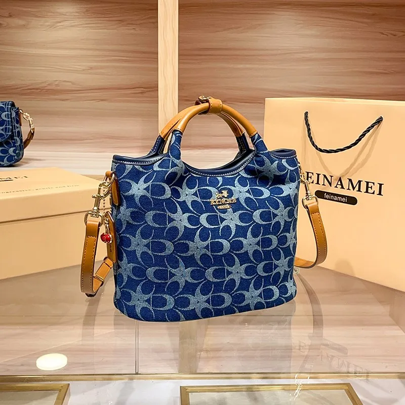 حقيبة يد للسيدات، حقيبة قماش من قماش الدنيم الفاخر الخفيف، حقيبة دلو عصرية جديدة للتنقل لعام 2025، كروس بكتف واحد راقي