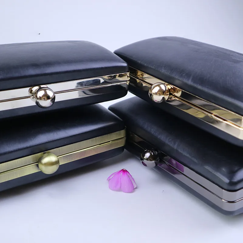 18X10 Cm Gold Color Metal Purse Making Supplies Frame With Black Plastic Box Clutch Bag Parts Accessories Handles For Handbags