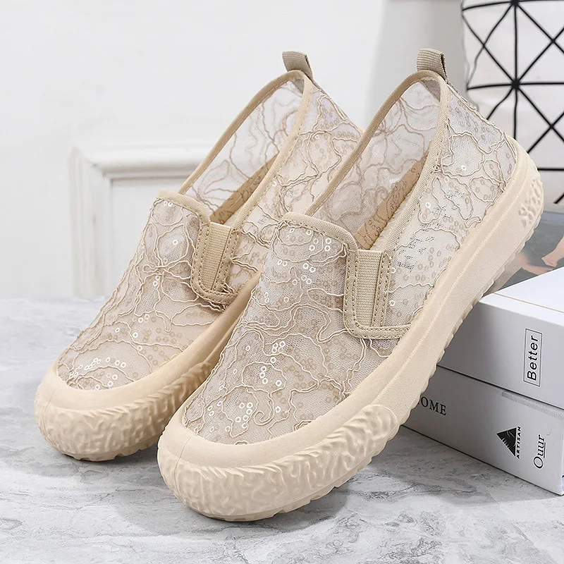 

Women's Summer New Mesh Breathable Fisherman's Shoes Shallow Girls Flat Bottom Casual Versatile Thick Sole Canvas Shoes for Wome