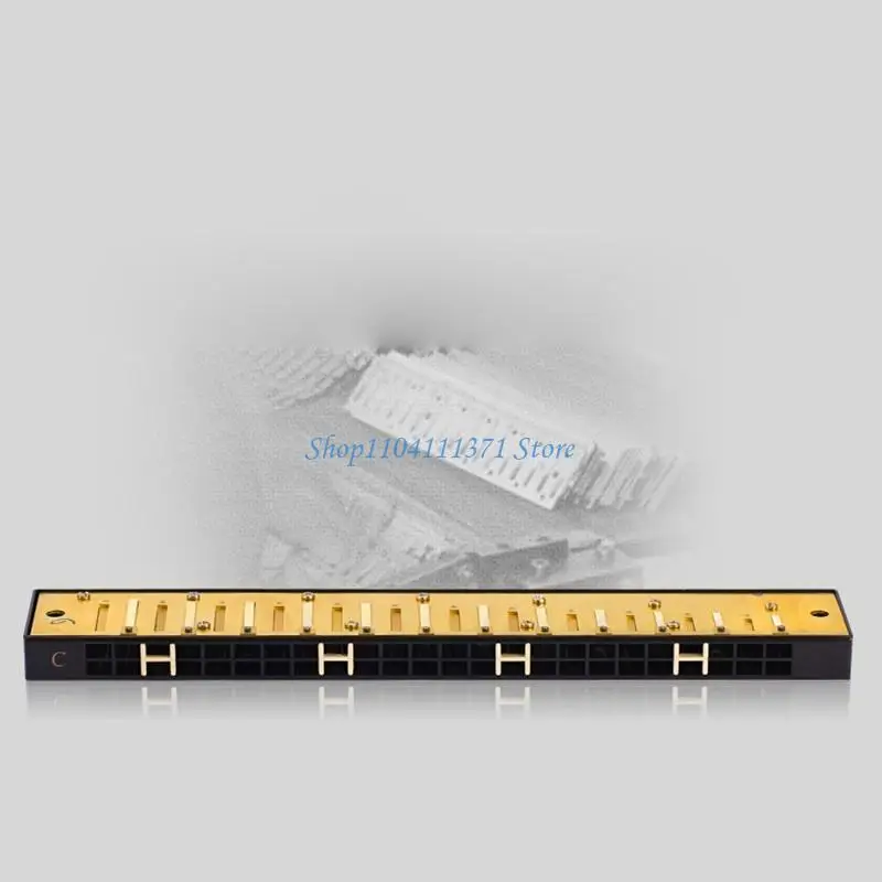 P9FC 24-Hole Tremolo Harmonica Performance Competition Mouth Organ with Hard for Case, for Key of C for Beginners and Adults