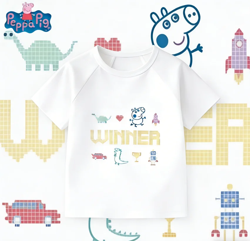 

Peppa Pig 2025-26 Summer Cartoon Graphic 100% Cotton Print Hasbro Brand Children and Unisex T-shirt Casual Loose Breathable Y2k.