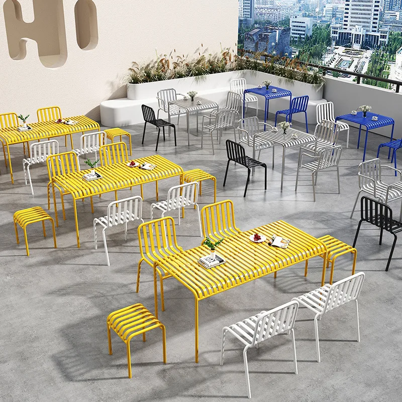 

Coffee shop table and chair outdoor table and chair combination set balcony three-piece set milk tea shop courtyard outdoor