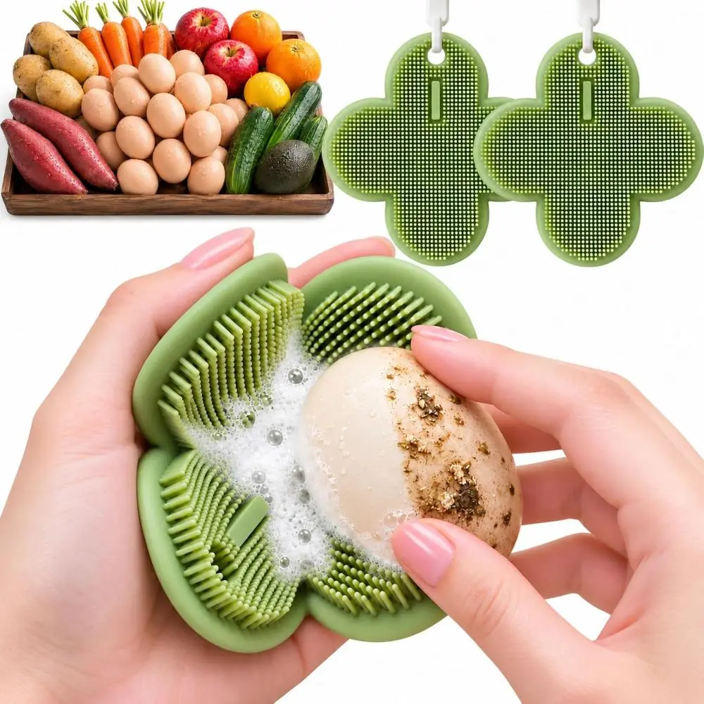 BPA Free Soft Silicone Egg Washer Easy To Rinse Gentle Bristles Vegetable Scrubber Reusable Produce Scrubber Kitchen
