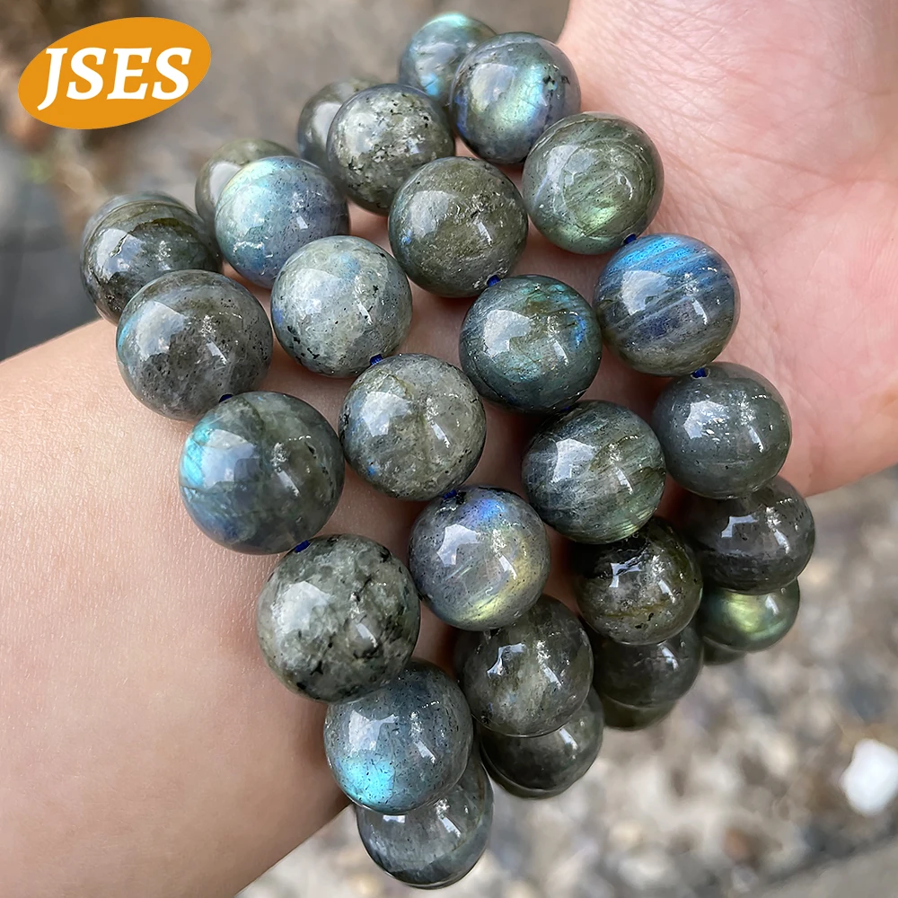 AA 11-13mm Natural Stone Beads Blue Bulb Labradorite Bracelet Spacer Loose Gemstone Beads for Jewelry Making Craft Handmade DIY