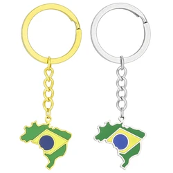 Chic Key Holder with Brazil Map Brazil Flag Keyrings Pendant Keychain Decorative Key Holder Suitable for Fine Living