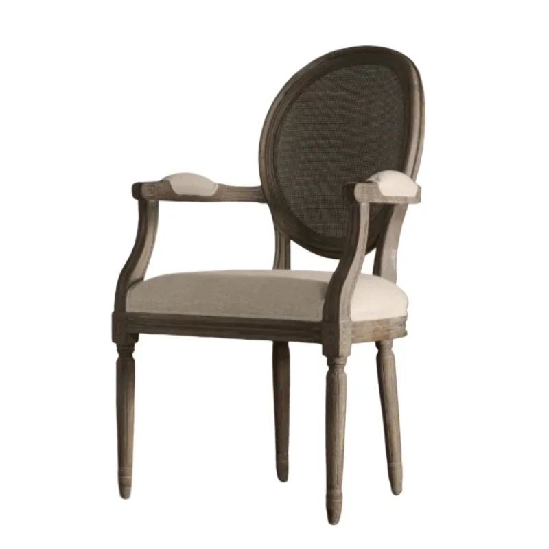 

European dining retro solid wood old chair American casual back bar with armchair American chair