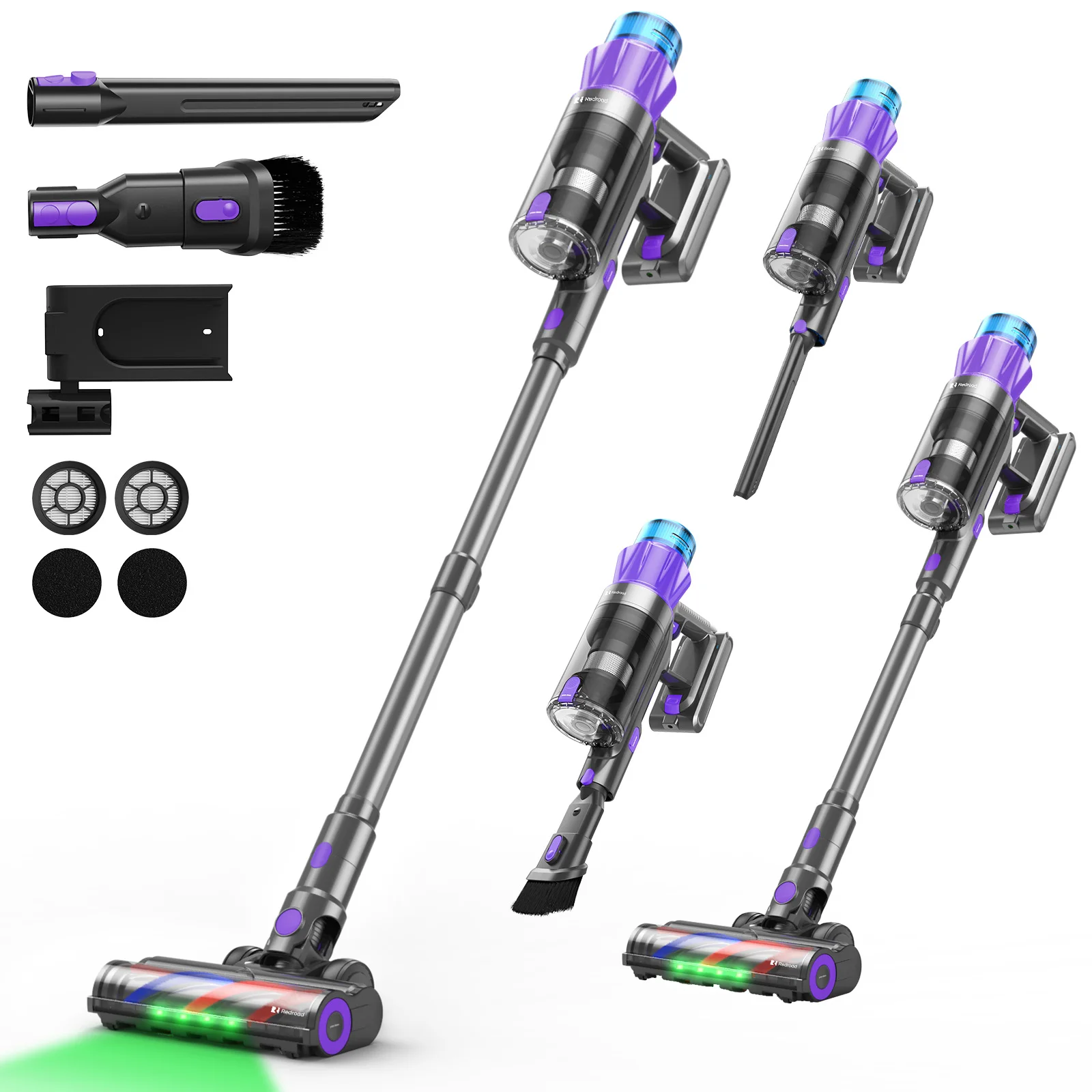Redkey (P9 PRO) Kabelloser Staubsauger 550W Bürstenloser Motor 55KPA Starke Saugkraft Voll-Touchscreen 8-Zellen-Akku 70 Min. Laufzeit Bodenbürste Teleskopstange Handstaubsauger für Teppiche und Böden