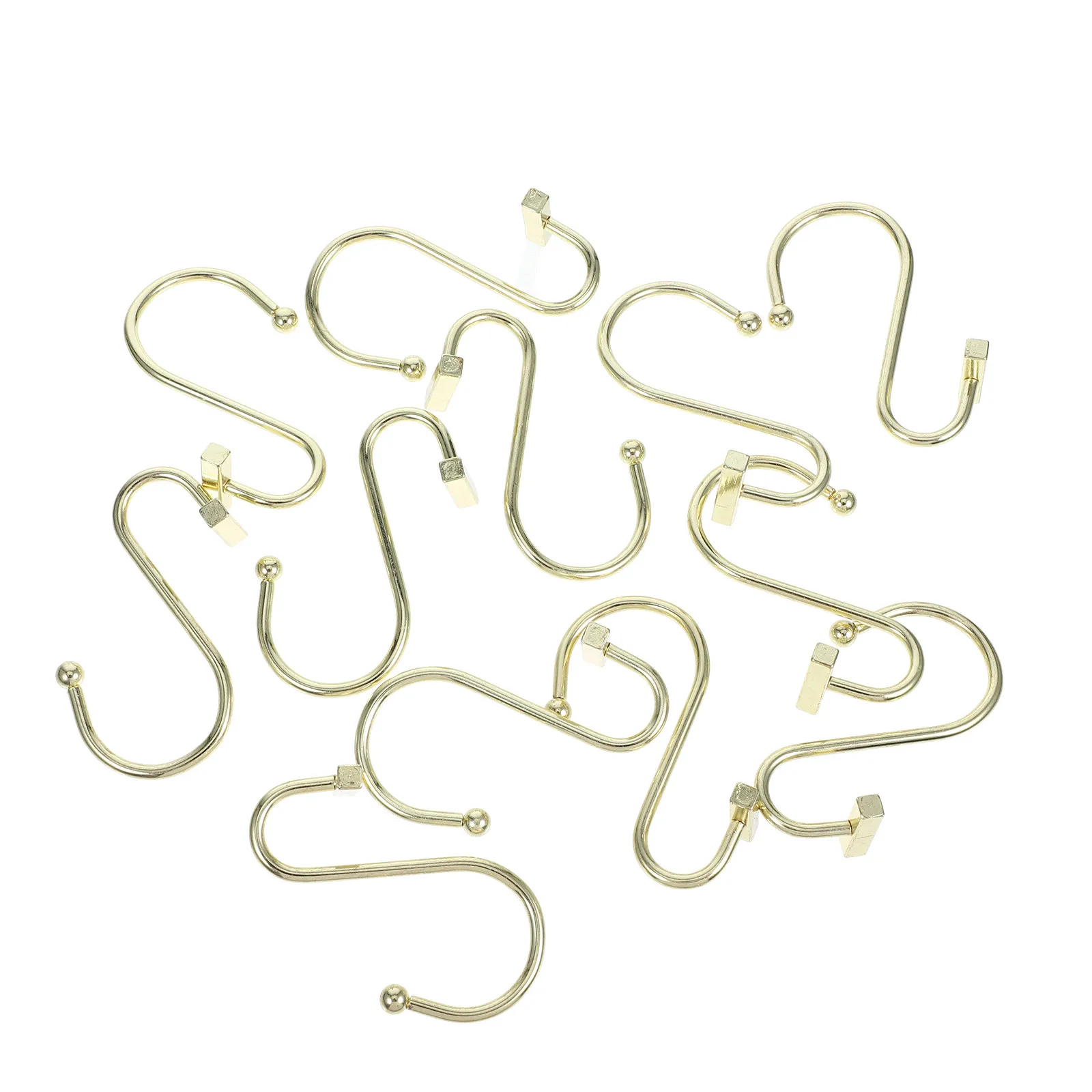 12Pcs Heavy Duty Iron Shower Curtain Hooks S-Shape Sliding Bathroom Curtain Hangers for Thick Lightweight Curtains Decorative