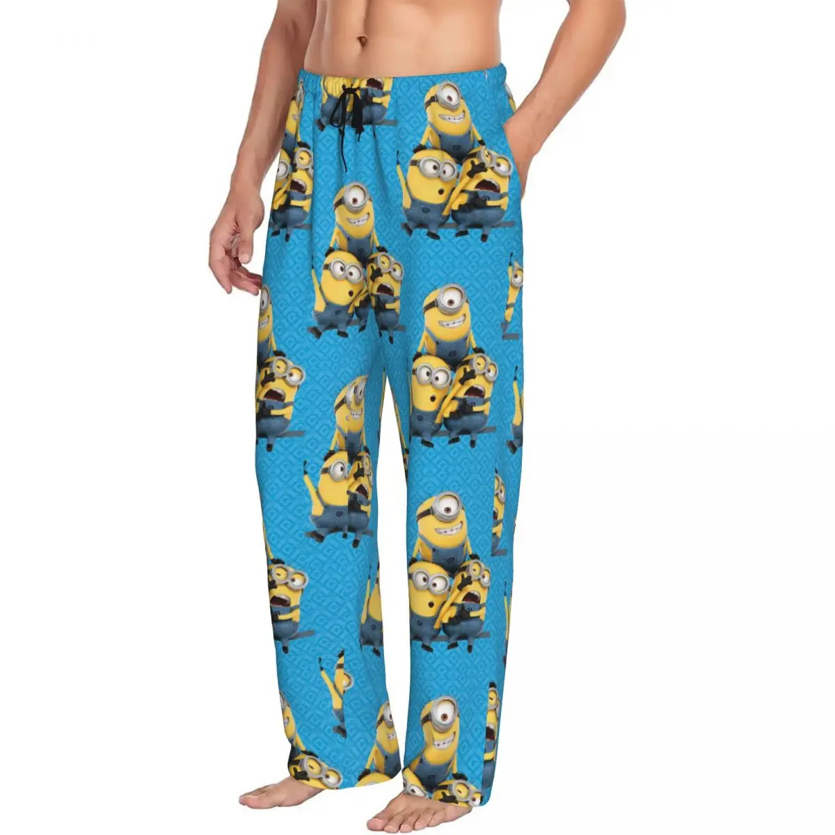 Custom M-Minions New Pajama Pants for Men Anime Cute Sleepwear Lounge Sleep Bottoms Stretch with Pockets