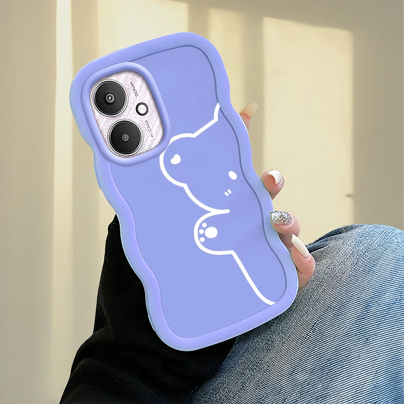 Divertente Gatto Onda di Modo Cassa Del Telefono Per Xiaomi 14T POCO C50 C51 C55 C65 X3 X5 X6 X7 M6 Pro Morbida Protettiva Macaron copertura