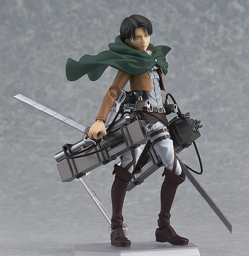 Attack on Titan Levi Ackerman Figura Anime, Standing Espada, brinquedo modelo destacável, coleção de PVC, ornamentos desktop, 14cm