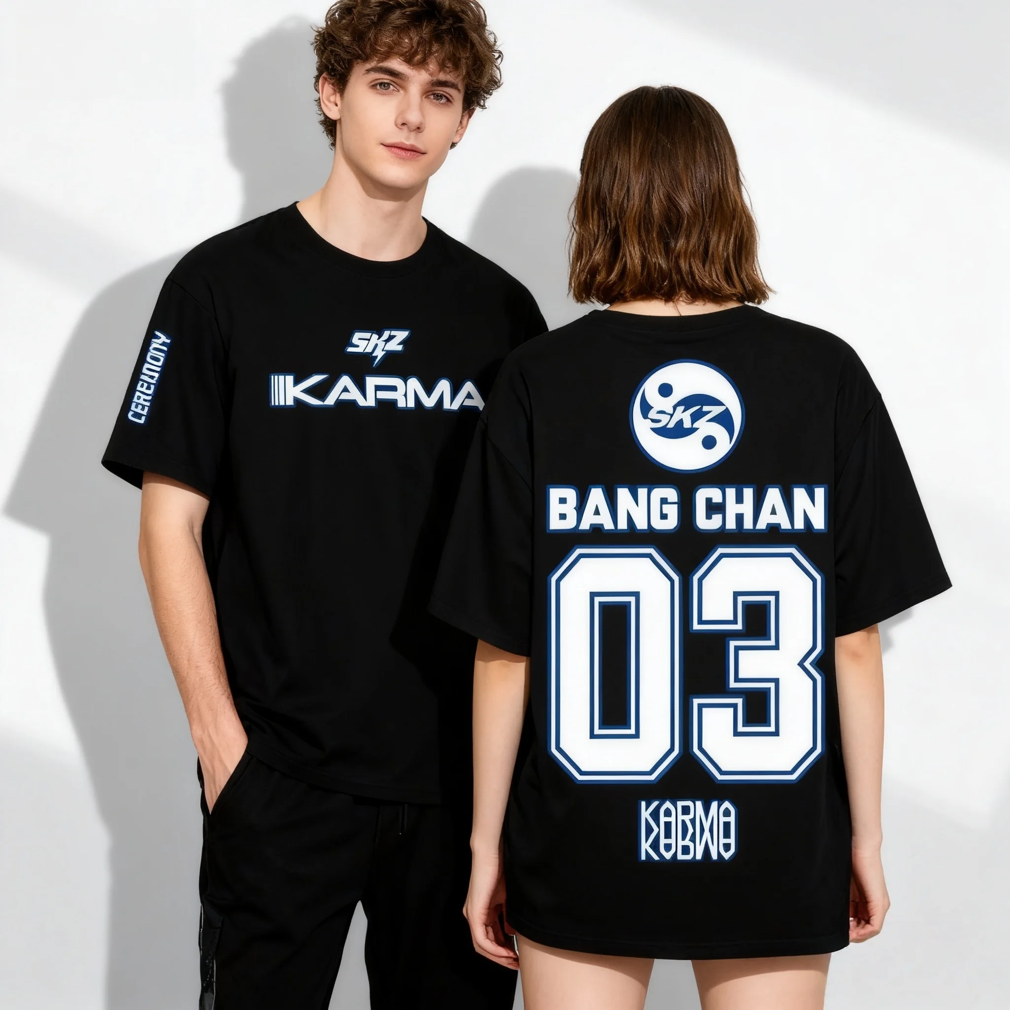 2025 جديد KPOP كارما تي شيرت كبير الحجم بأكمام قصيرة للرجال والنساء Harajuku تي شيرت بنمط جمالي عتيق ملابس الشارع