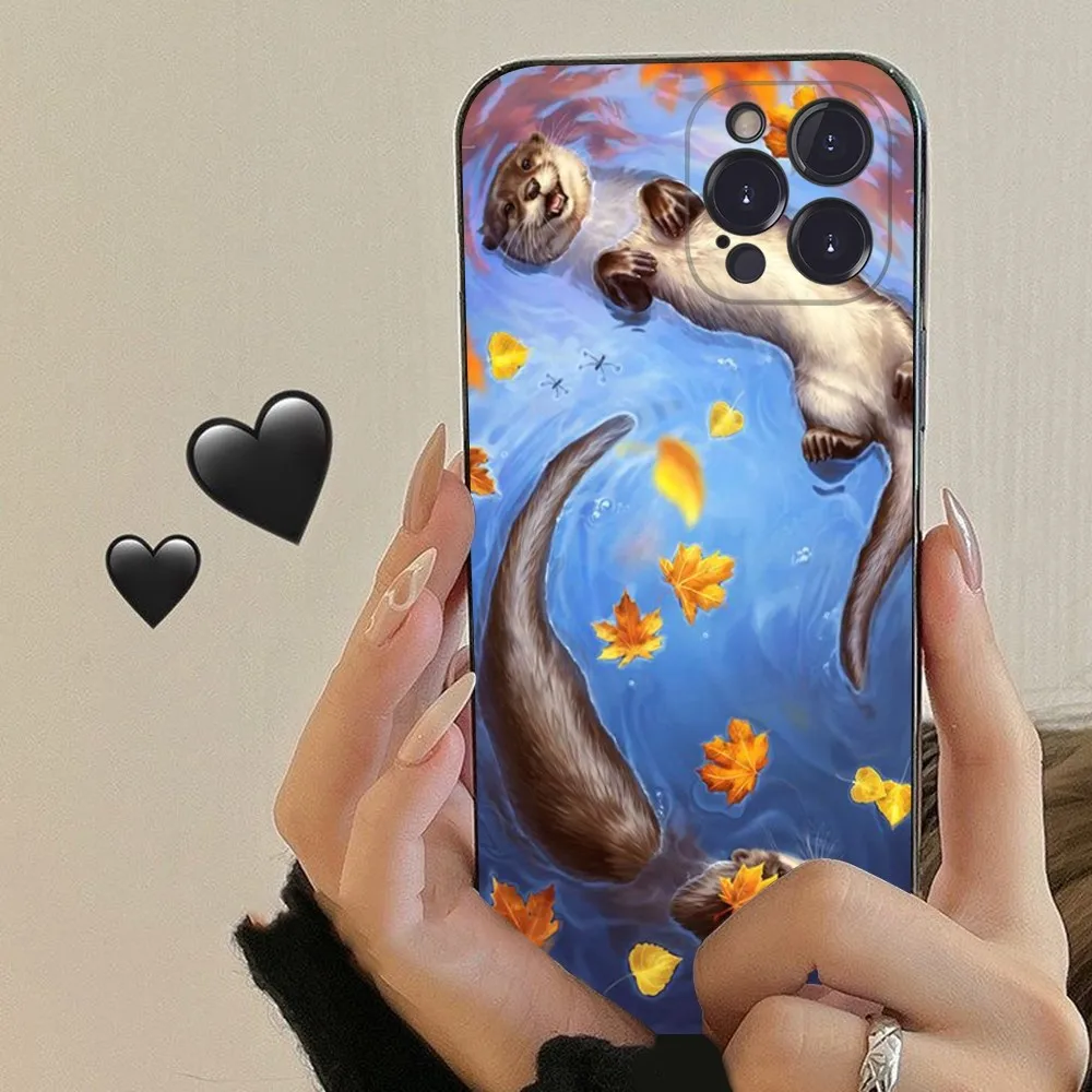 Cute Otter Lutra Phone Case For iPhone 14 11 12 13 Mini Pro XS Max Cover 6 7 8 Plus X XR SE 2020 Funda Shell