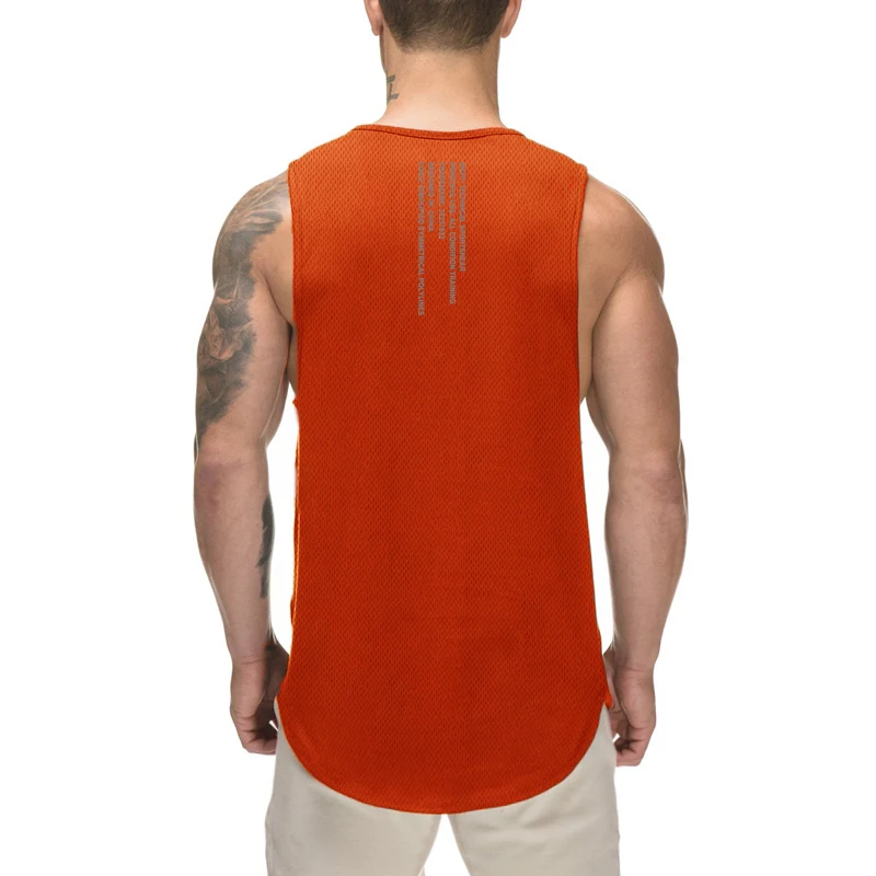 

Gym Fitness Muscle Sleeveless Thin Breathable Cool Feeling T-Shirt Summer Mesh Moisture Wicking Quick Dry Mens Casual Tank Tops