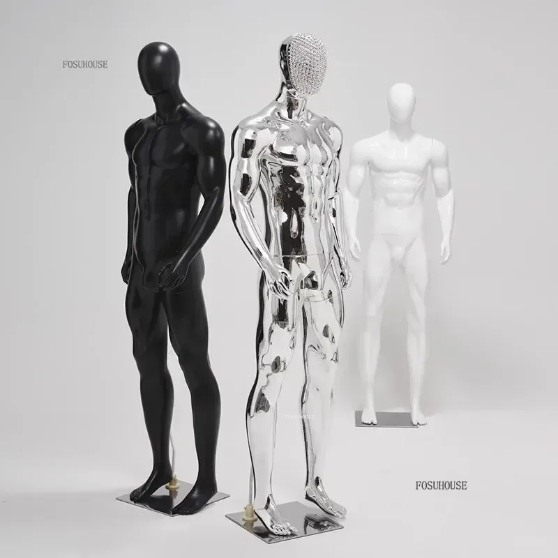 

Shopping Mall Full Body Mannequin Clothing Store High-end Mannequins Display Rack Electroplating Sports Muscle Mannequin Props M
