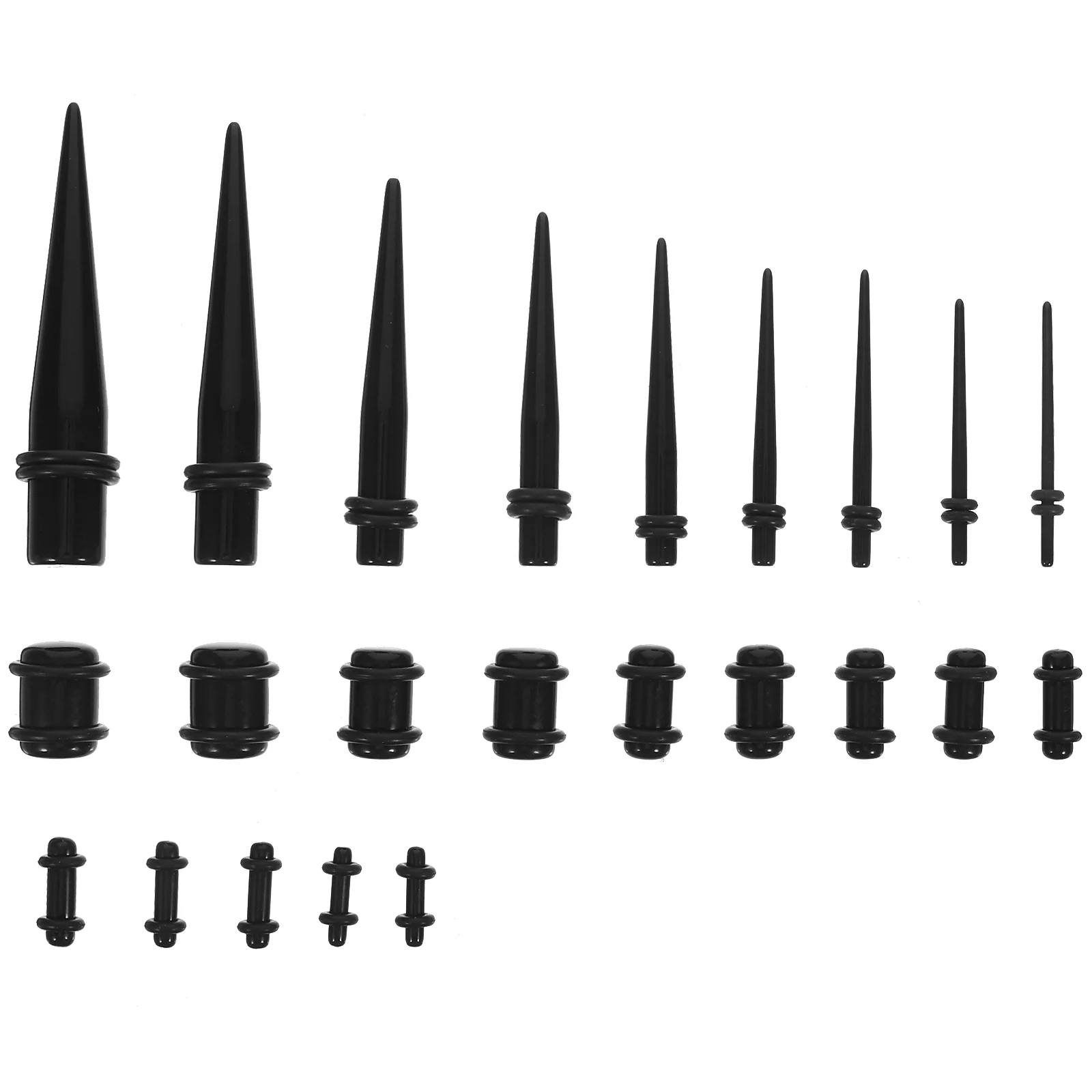 23 Pcs Ears Piercing Kit Stretching Plugs Taper Puncture Fashion Stretcher Black