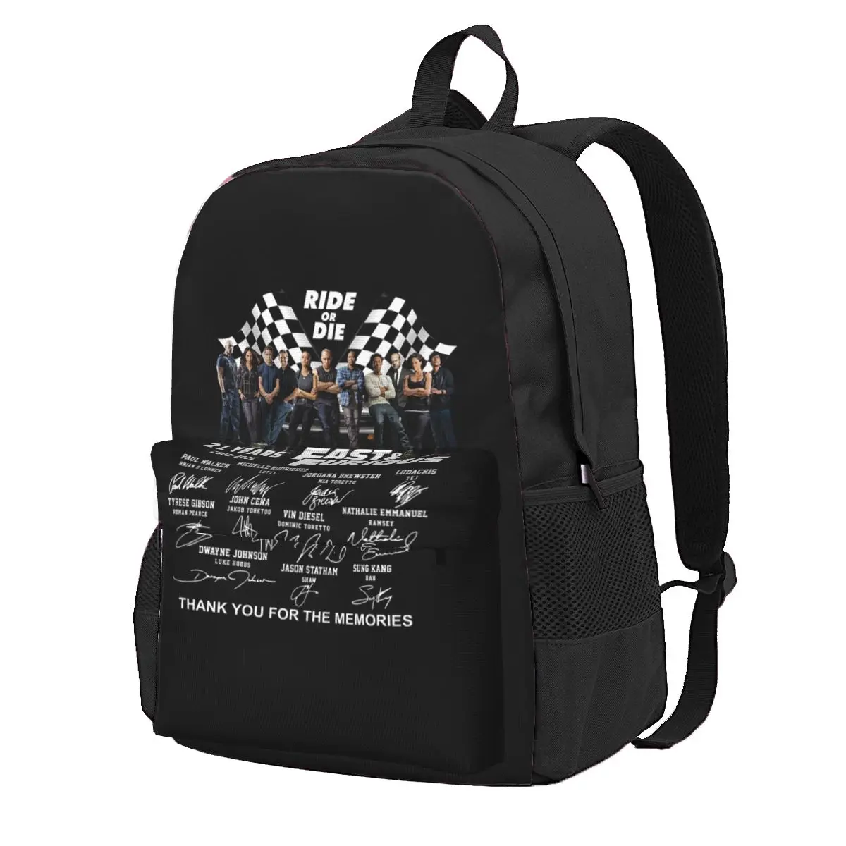 

21Th Anniversary Fast And Furious Ride Or Die Student Backpack School Bag Hiking Travel Daypack Fashion Bookbag Shoulder Bags