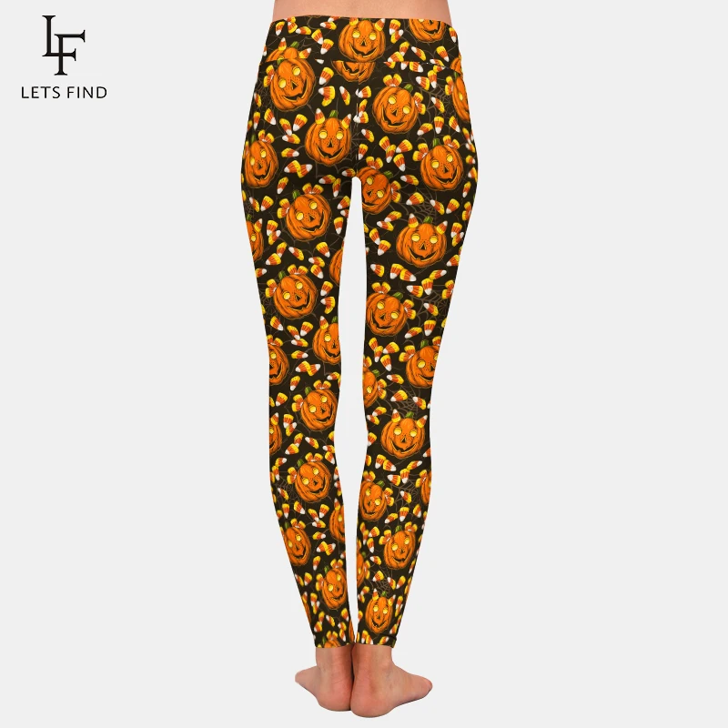 Letsford Hoge Quaility Vrouwen Fitness Broek Herfst Leggings 3d Snoepjes Halloween Patroon Print Hoge Taille Stretch Leggings