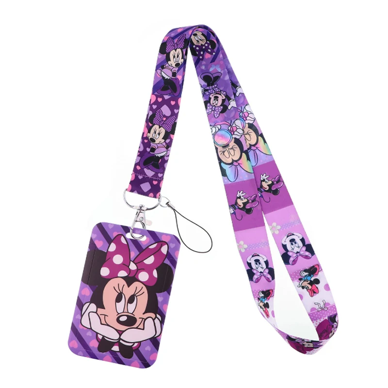 Cartoon Animation Disney Mickey Mouse Mobile Phone Lanyard PVC Card Sleeve Hanging Neck ID Card Student Campus Card Gift