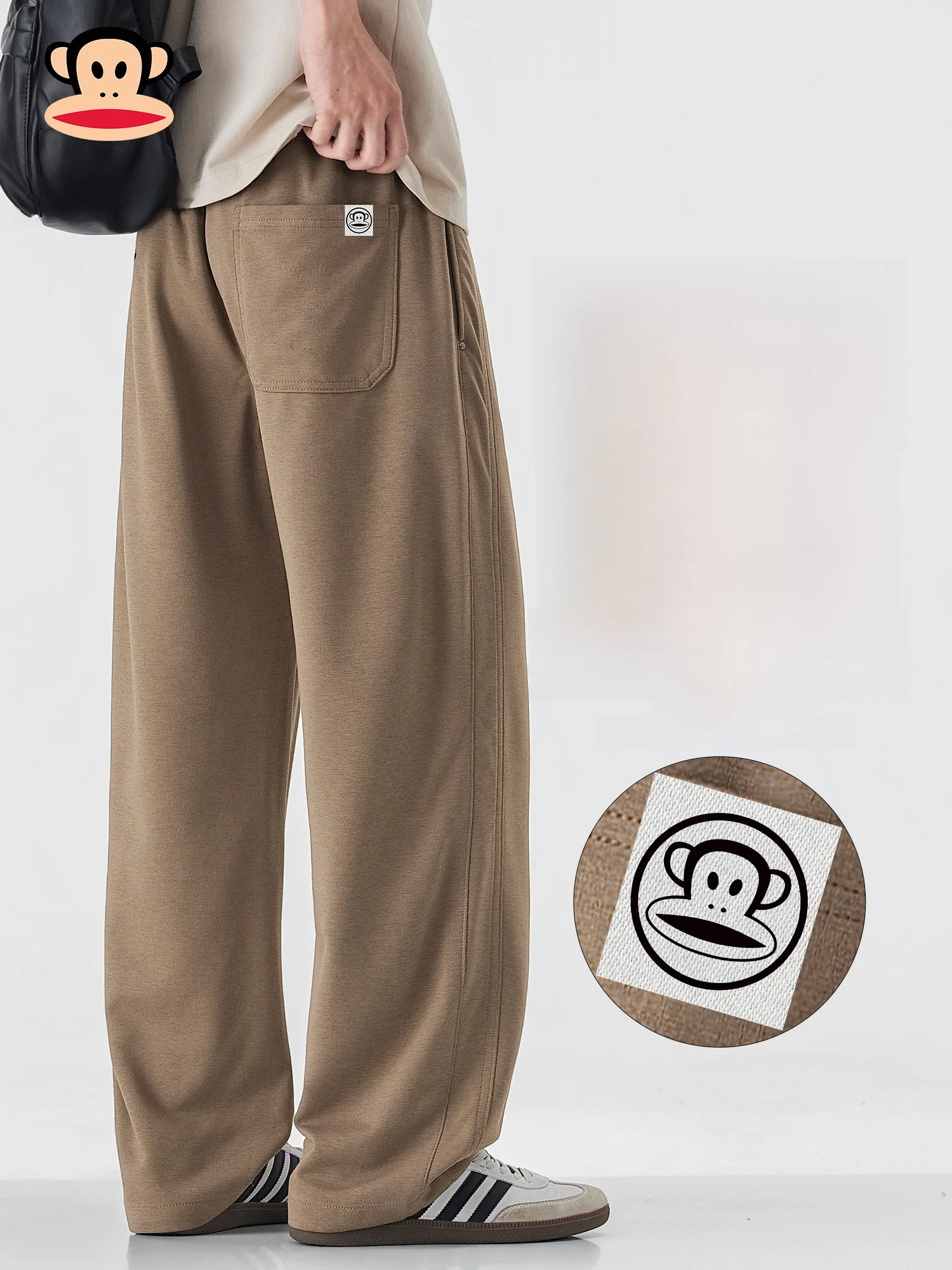 

Мужские повседневные брюки PaulFrank свободного прямого кроя, кофейного цвета, универсальные, для весеннего сезона, удобные, повседневные брюки