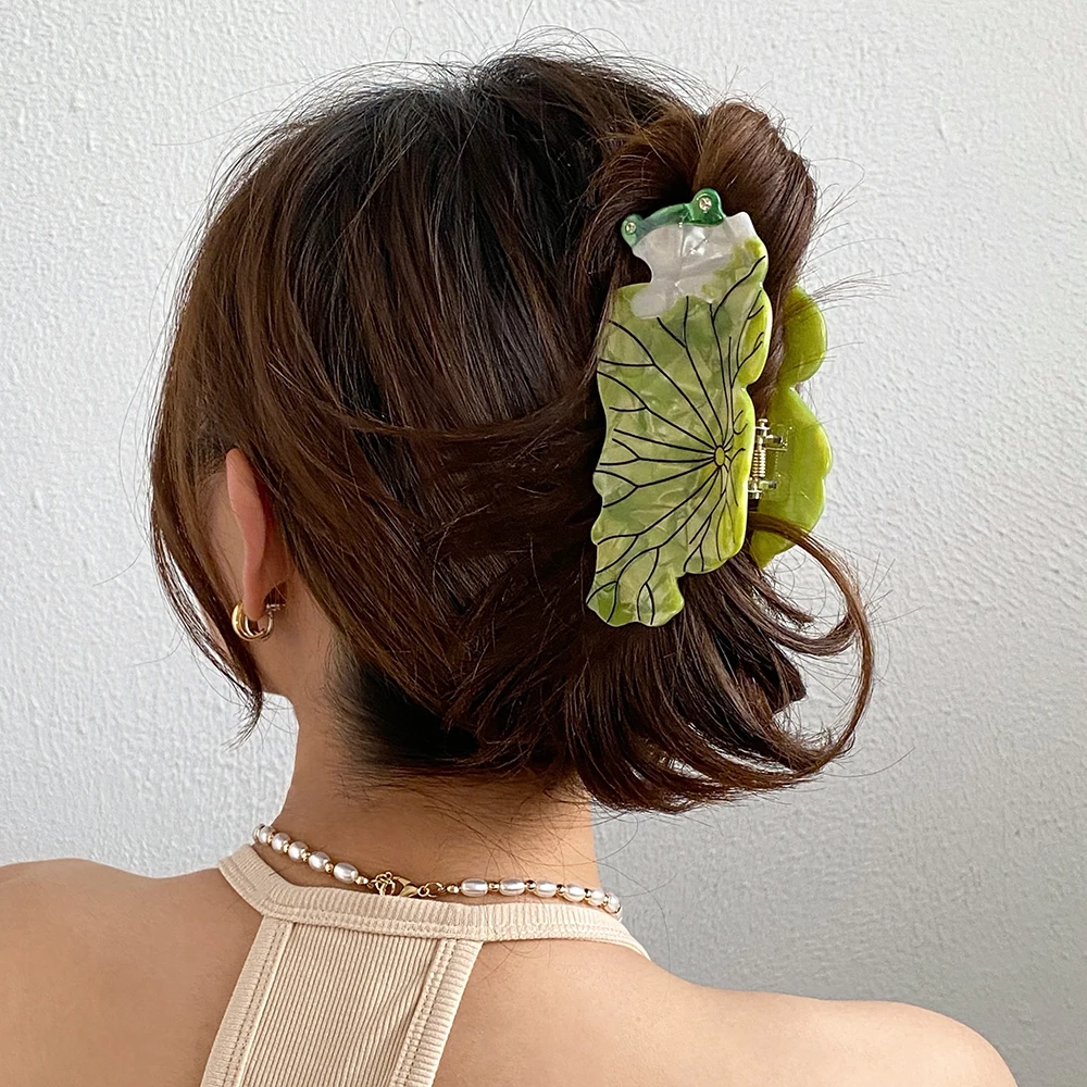 Oversize Acetate Frog Hair Clip For Women Funny Cartoon Leaf Geometric Crab Hair Claw Barrettes Hair Accessories Tool Gifts