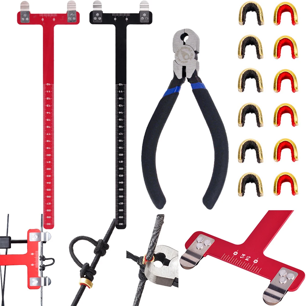 Archery  T Square Ruler String Brass Nock Point Tool Set Buckle Clips Bow Plier Bow Arrow Shooting Hunting Accessories