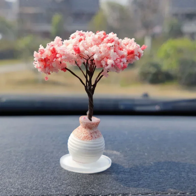 New Car Mini Tree Decorations Center Console Car Mounted Green Plant Accessories Simulated Flower Decoration Cute Gift for Girls