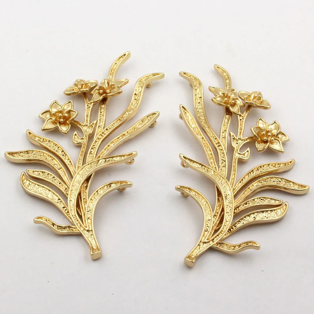 

2pair Brass Casted Branch Flower Bouquet Pendant Loops Connectors Linker High Quality Gold Silver Plated DIY Jewelry Accessories