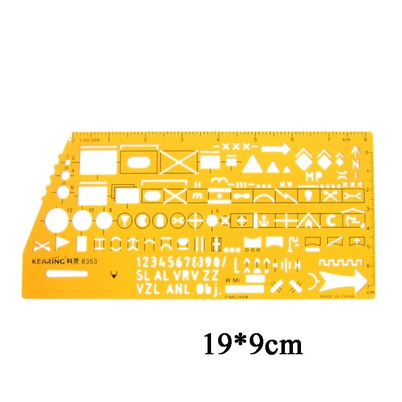 1:50000 Scale Military Drawing Ruler 7 Inch Orange PVC Military Template 8353