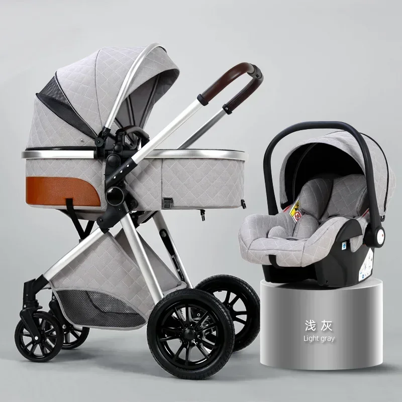 High-view Baby Stroller Lightweight Can Be Used for Sitting and Lying Down Foldable Shock-absorbing Two-way Newborn Baby Carrier - Image 2