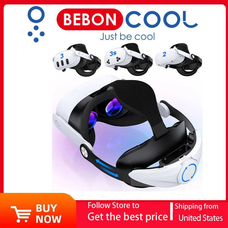BEBONCOOL Head Strap for Meta Quest 2/Quest 3S/Quest 3 Head Strap Adjustable Headset Strap Accessories with Soft Cushion