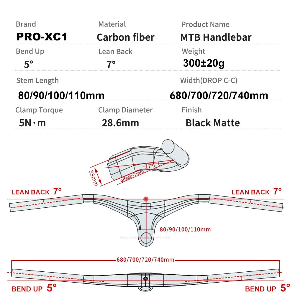 TOSEEK High Strength XC Off Road Fire Spider Mountain Bike Integrated Handle All Carbon Fiber Bicycle Handlebar Bike Accessories