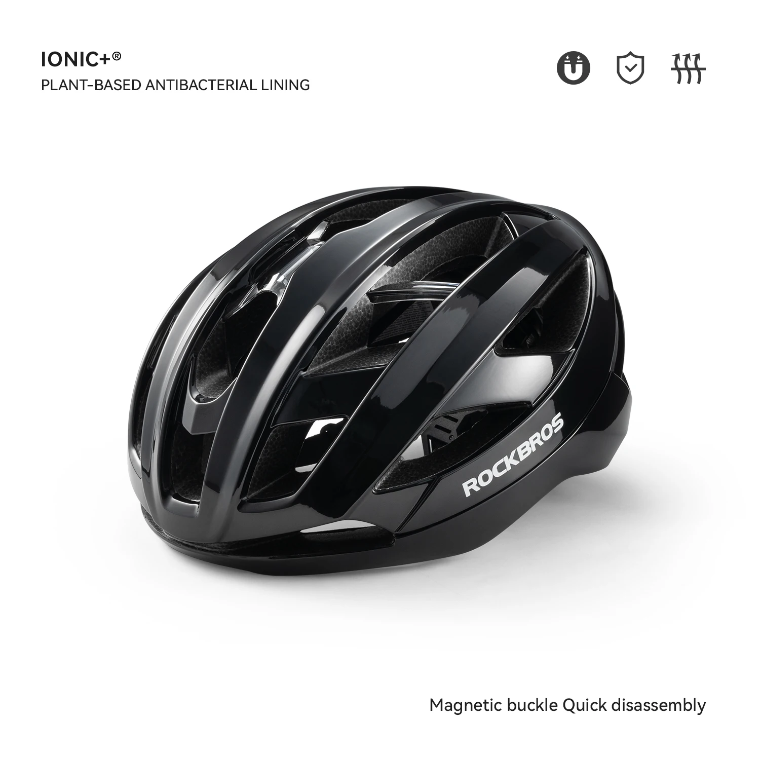 ROCKBROS Fiets helm lichtgewicht ademend antibacterieel geïntegreerd vormgegeven helm met verstelbare magnetische gespsluiting