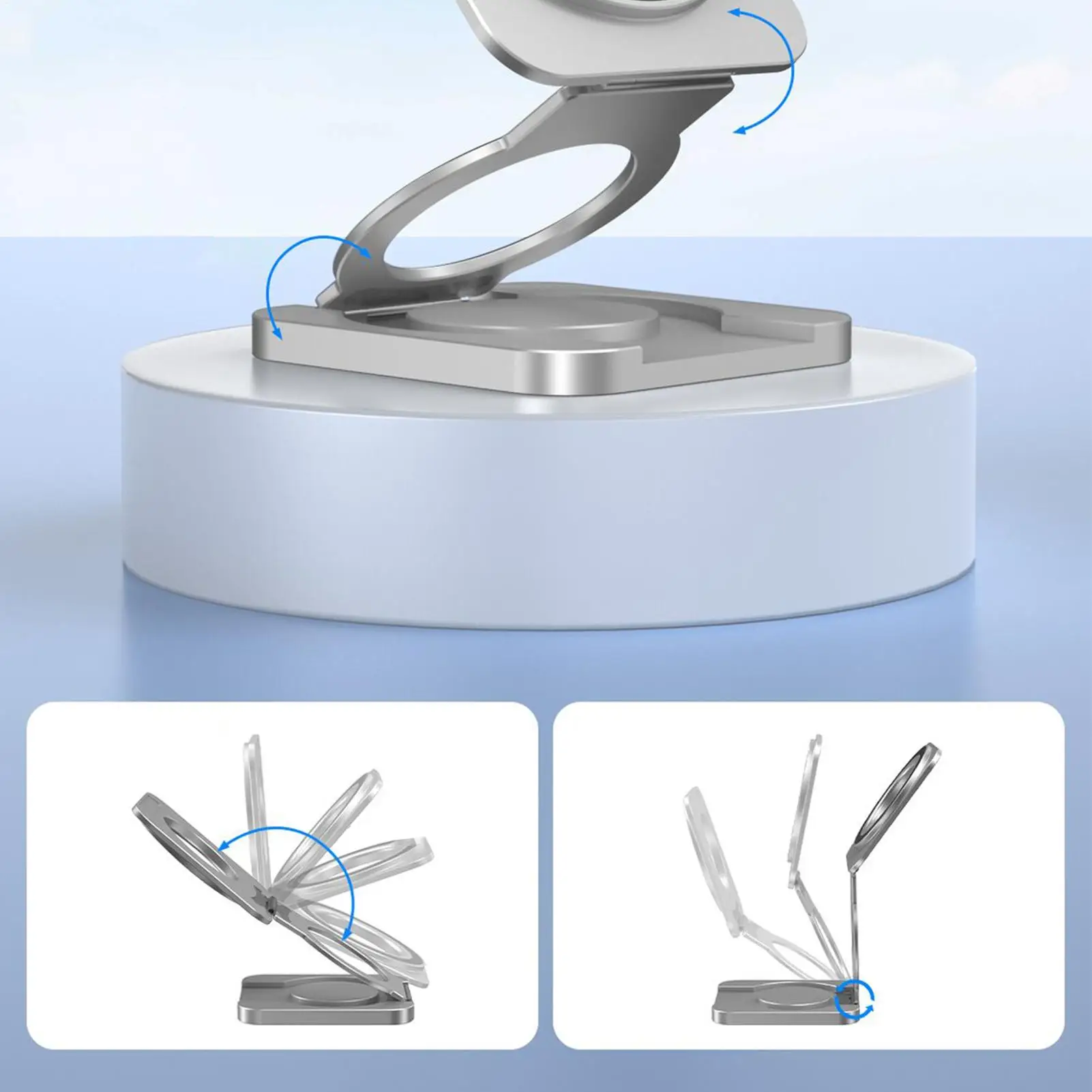 

Magnetic Phone Holder Folding Phone Stand Desk Anti-Slip Grip Portable Mount 180Degree Rotation For Desk Charging Travel Gym