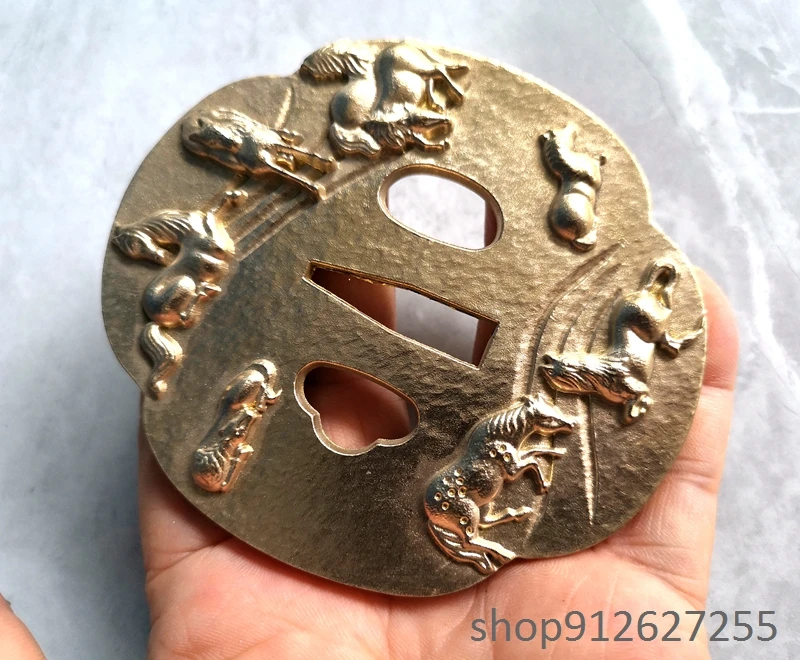 

Brass horse tsuba for japanese sword's katana wakizashi tanto