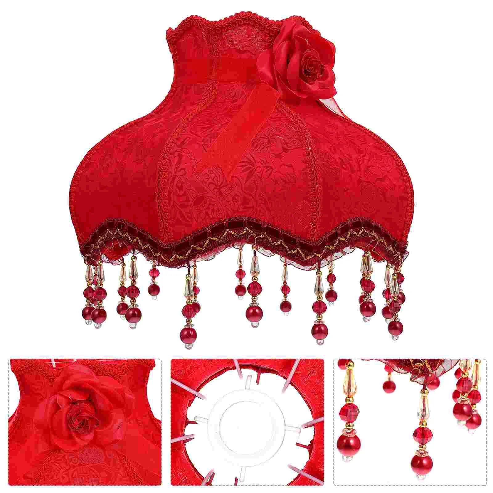 

Pendant Lights E27 Lampshade Nightstand Table Cover Chic Red Chandelier