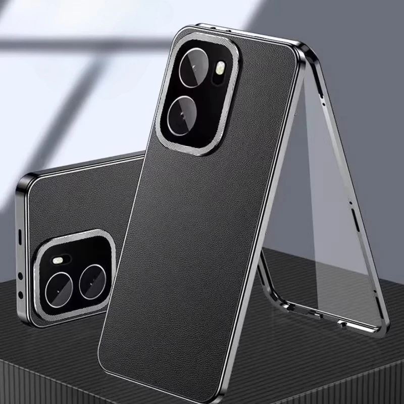 Etui na OnePlus 15R Ace6 Ace 6T Luksusowe dwustronne szkło hartowane Pełne pokrycie Skórzane etui na Ace 6T Odporne na wstrząsy z bumperem — zdjęcie produktu 6